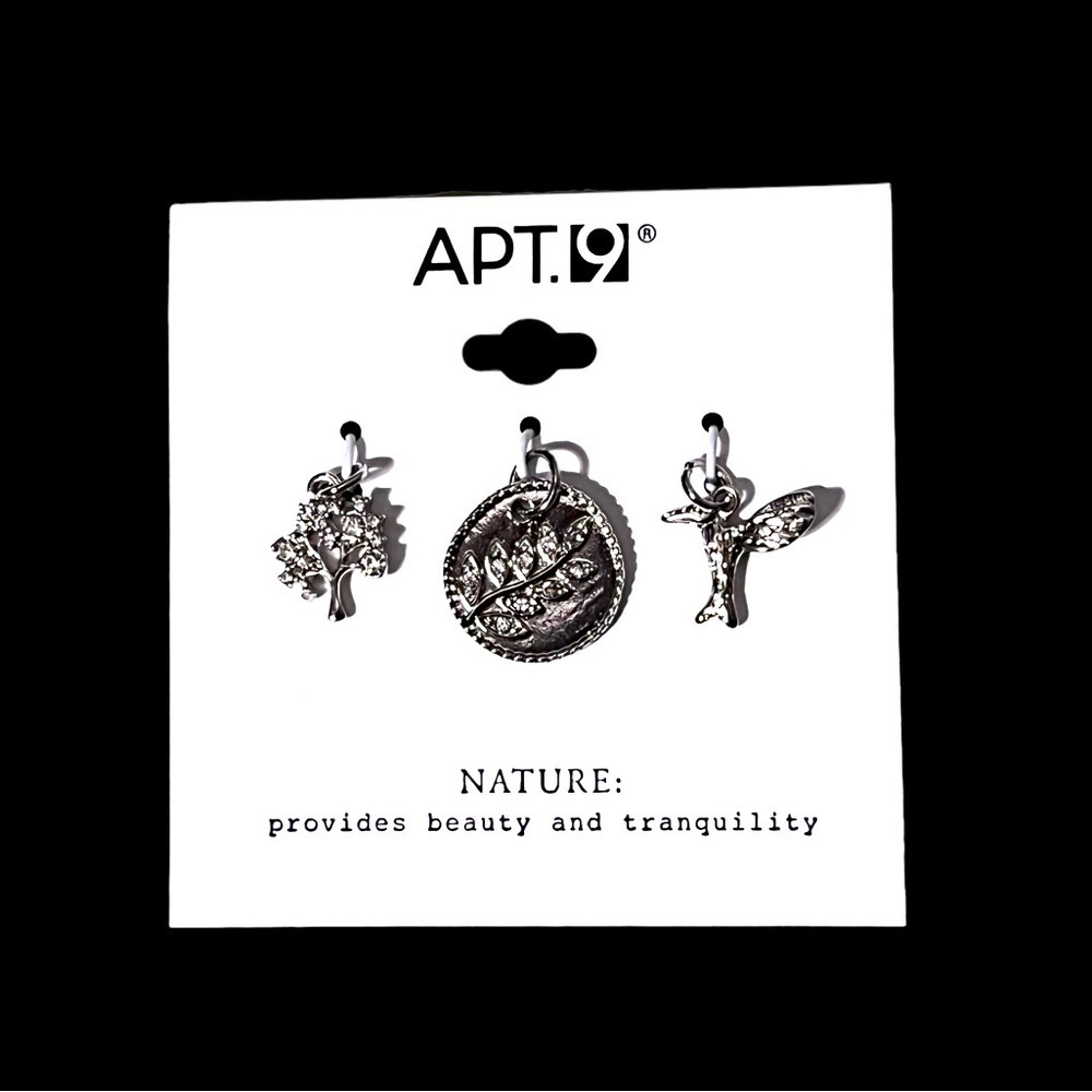 Apt.9 Nature Themed Silver Tone Charm Set New